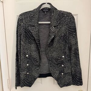 Ming Wang Women’s Heritage Fit Double Breasted Knit Blazer Size XS Black Gray